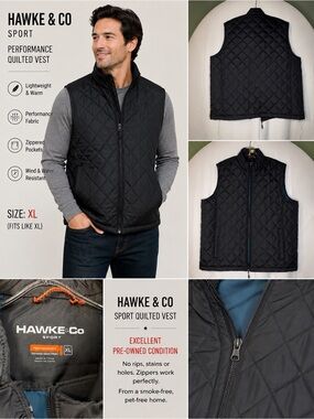 Hawke & Co Men’s Black Quilted Vest
